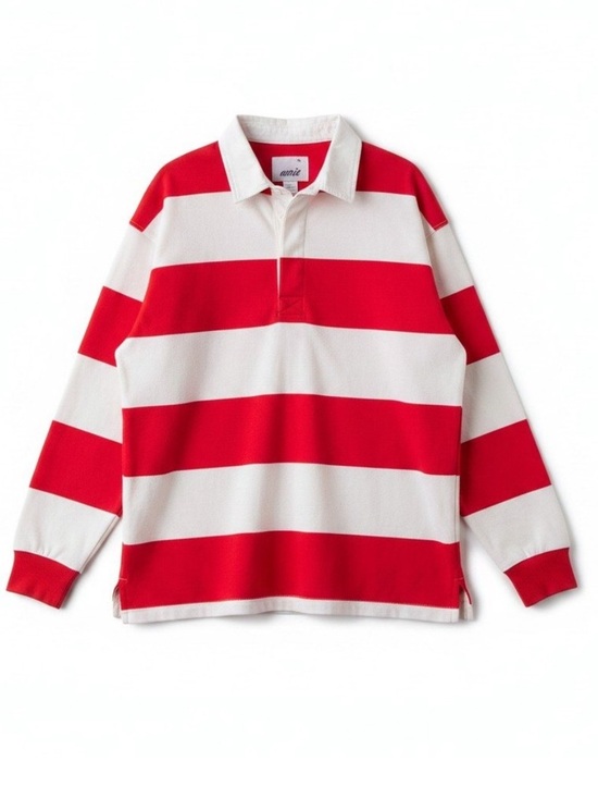 aerie Tops - aerie Red and White Wide Stripe Long Sleeve Rugby Tee